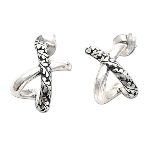 Alternate image for Handmade Sterling Silver Drop Earrings Growing Gardens