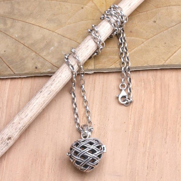 Alternate image for Sterling Silver Heart-Motif Pendant Necklace Caged Love