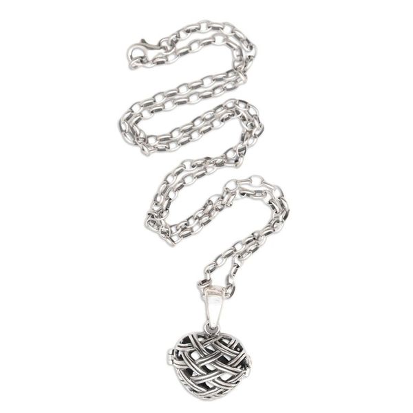 Alternate image for Sterling Silver Heart-Motif Pendant Necklace Caged Love