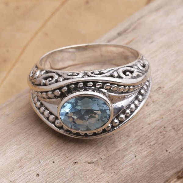 Alternate image for Sterling Silver and Blue Topaz Cocktail Ring Party Jewels