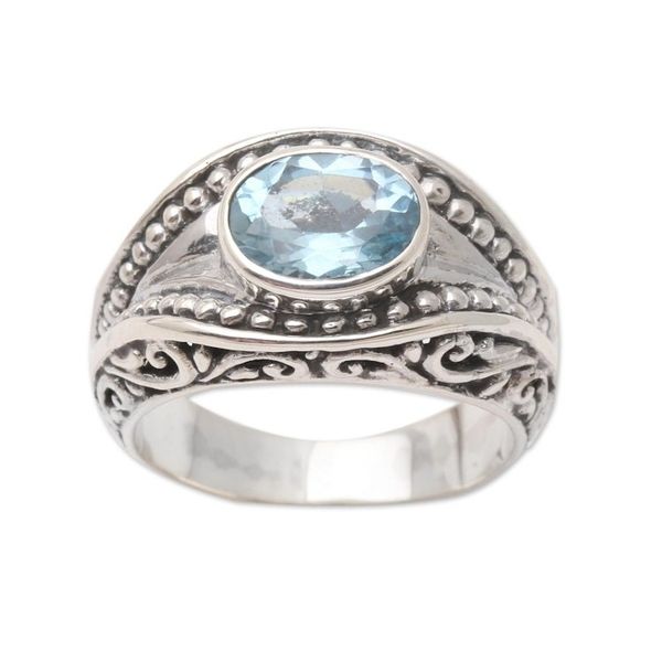 Alternate image for Sterling Silver and Blue Topaz Cocktail Ring Party Jewels