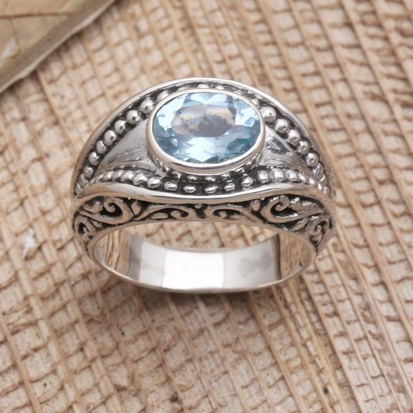Alternate image for Sterling Silver and Blue Topaz Cocktail Ring Party Jewels
