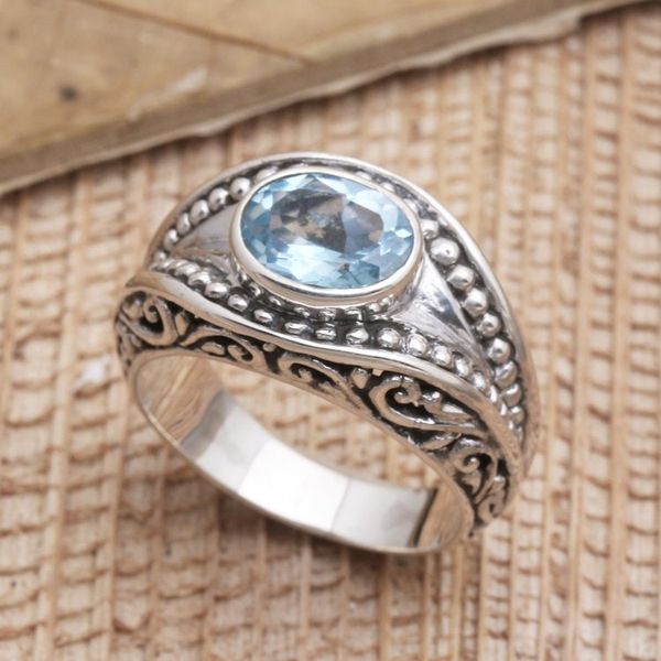 Alternate image for Sterling Silver and Blue Topaz Cocktail Ring Party Jewels