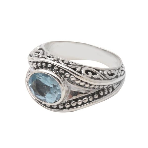 Alternate image for Sterling Silver and Blue Topaz Cocktail Ring Party Jewels