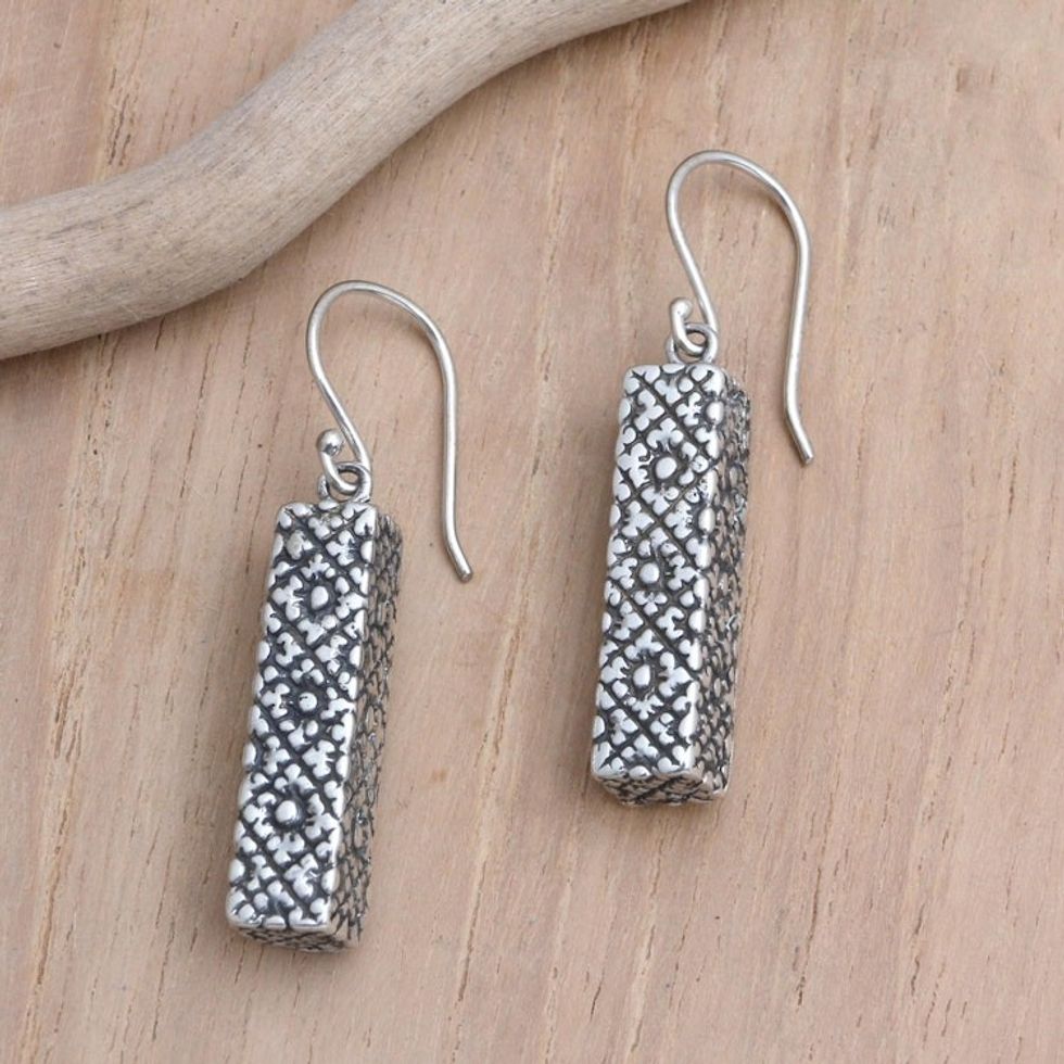 Handcrafted Sterling Silver Dangle Earrings 'Gleeful Girl'