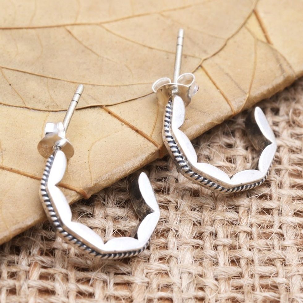 Hand Crafted Sterling Silver Drop Earrings 'Courage to Grow'