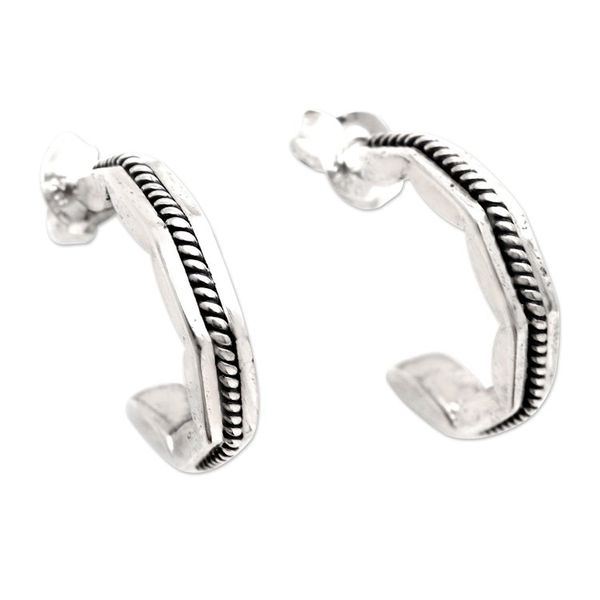 Alternate image for Hand Crafted Sterling Silver Drop Earrings Courage to Grow