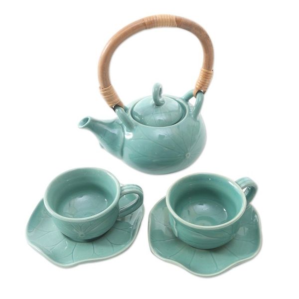Alternate image for Ceramic Tea Set for Two 5 Pcs Honeymoon Tea