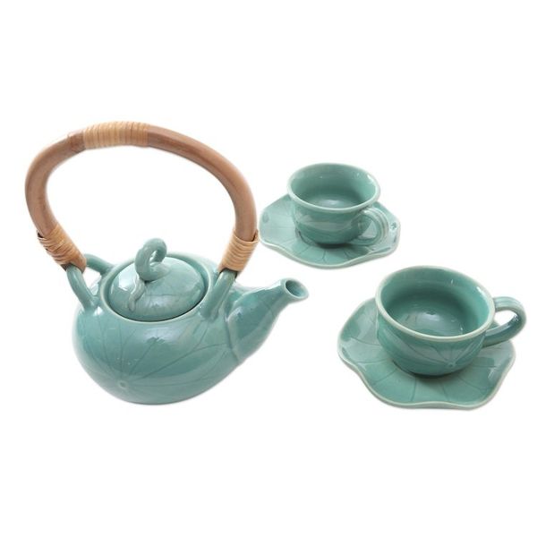Alternate image for Ceramic Tea Set for Two 5 Pcs Honeymoon Tea