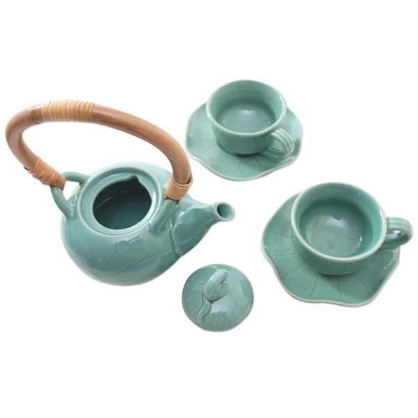 Alternate image for Ceramic Tea Set for Two 5 Pcs Honeymoon Tea