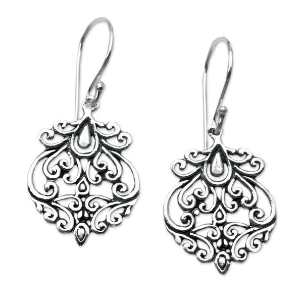 Alternate image for Polished Classic Vine-Themed Sterling Silver Dangle Earrings The Leaf Life