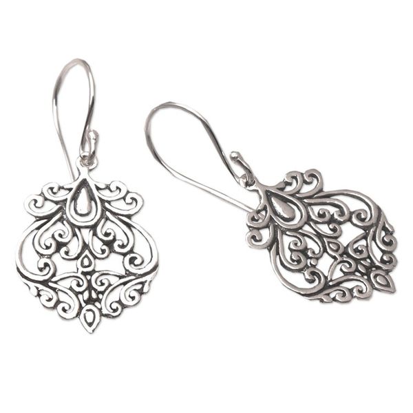 Alternate image for Polished Classic Vine-Themed Sterling Silver Dangle Earrings The Leaf Life