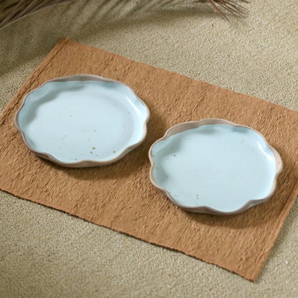 Handmade Ceramic Salad Plates Pair 'First Course'