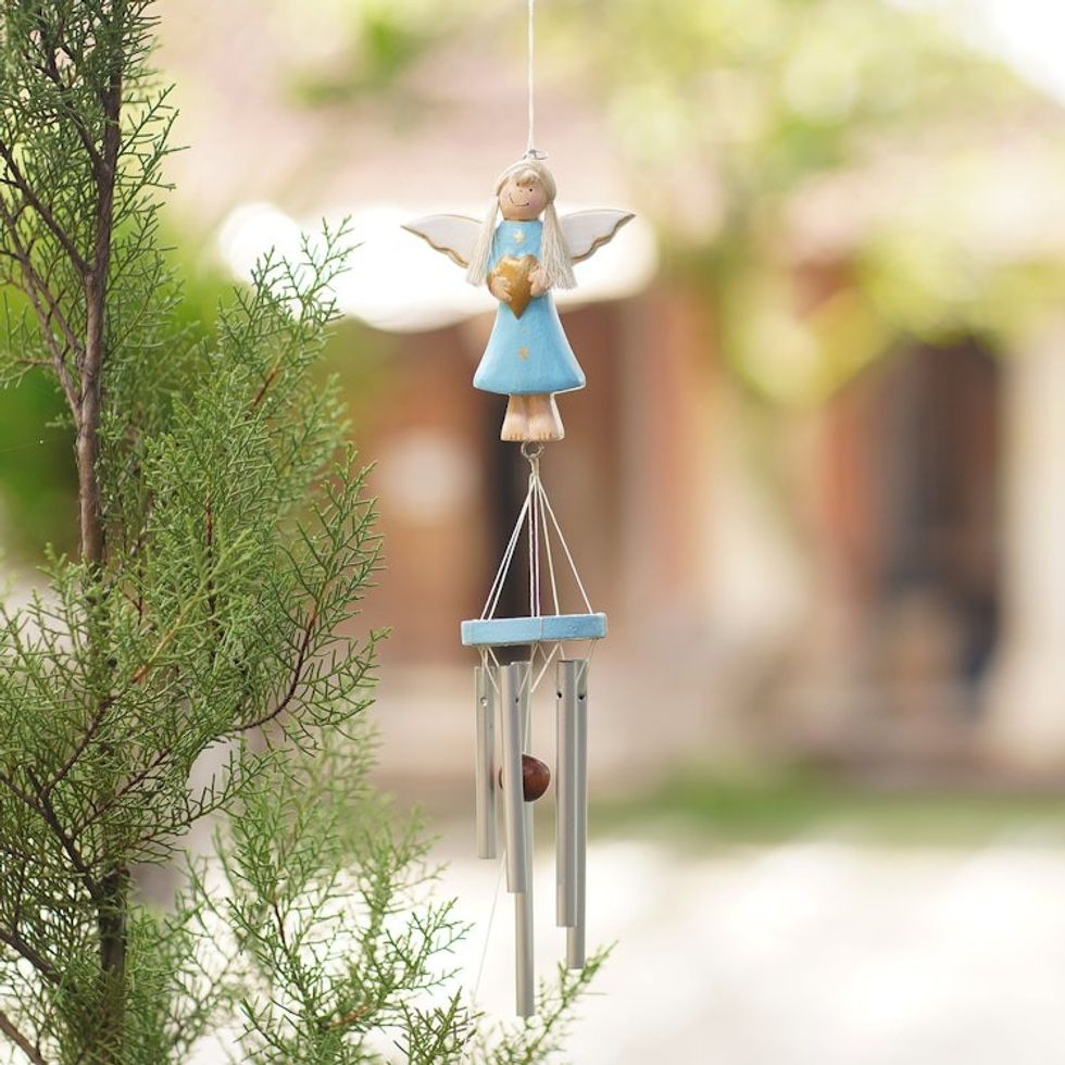 Blue Angel-Themed Wind Chime from Bali 'Love Angel in Blue'
