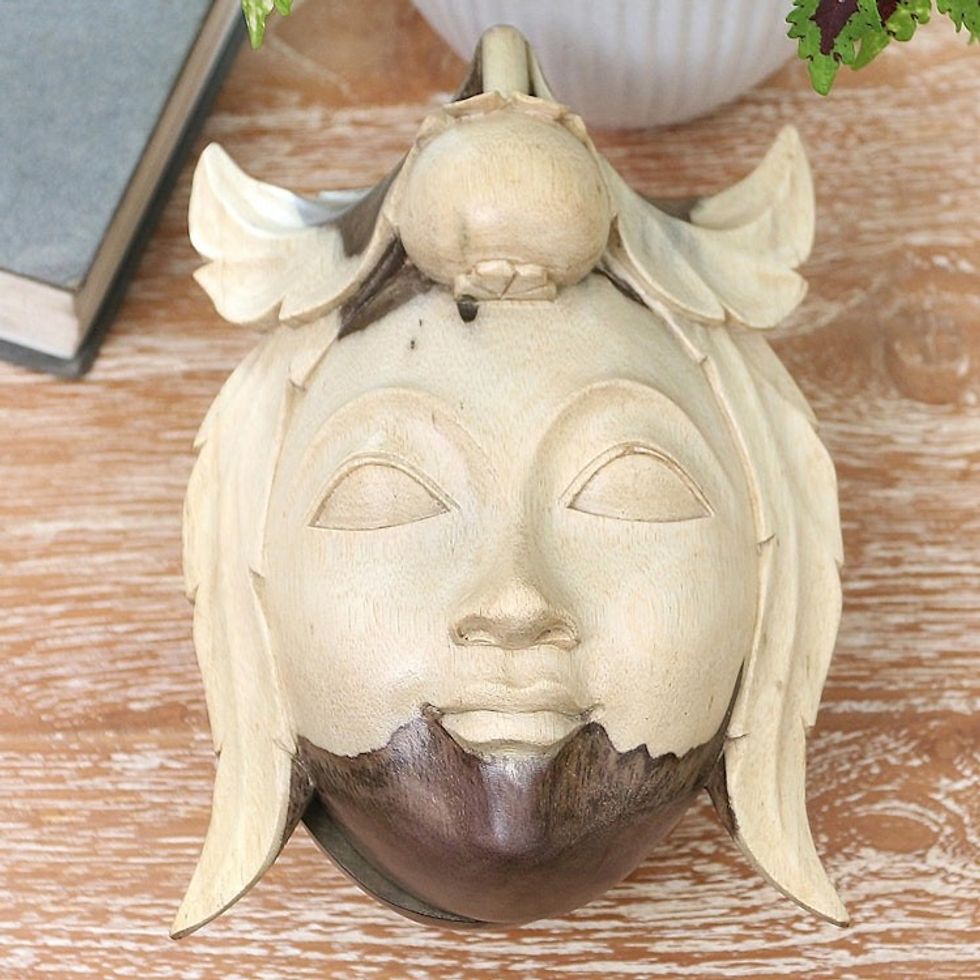 Hand Carved Hibiscus Wood Decorative Box 'Sweet Mangosteen'