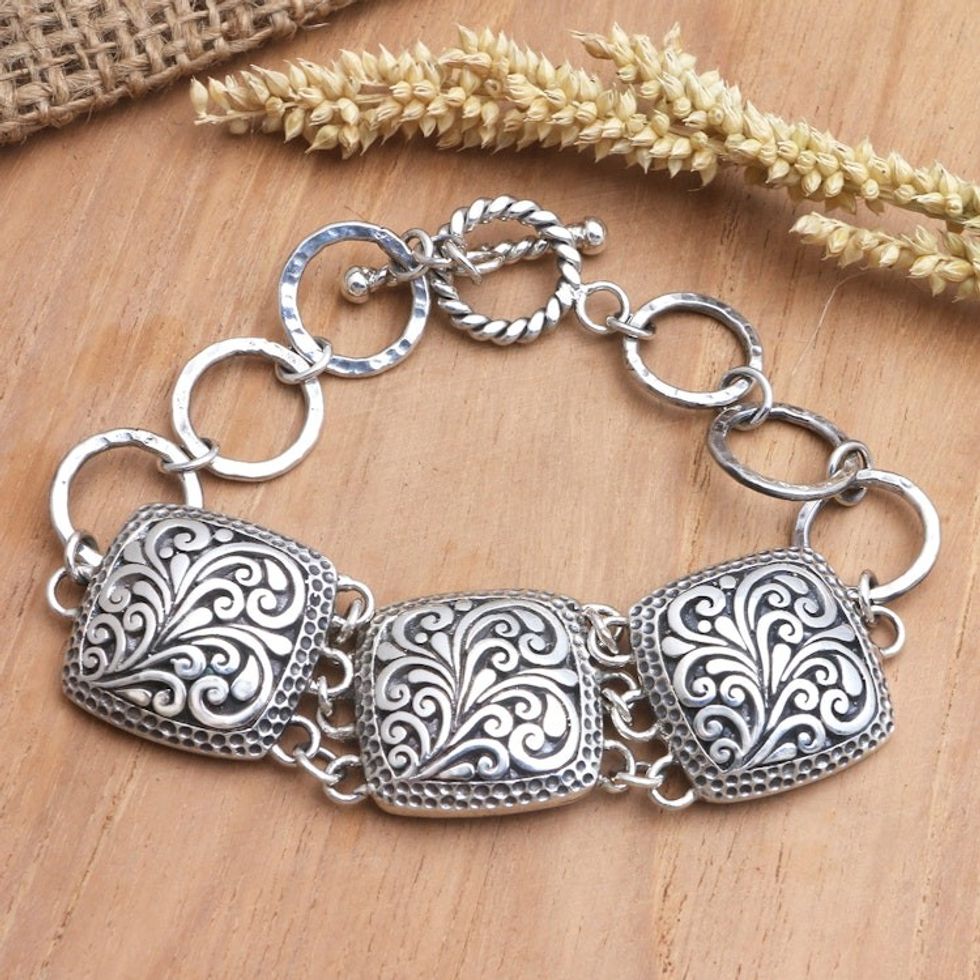 Hand Crafted Sterling Silver Pendant Bracelet 'Greatest Gift'