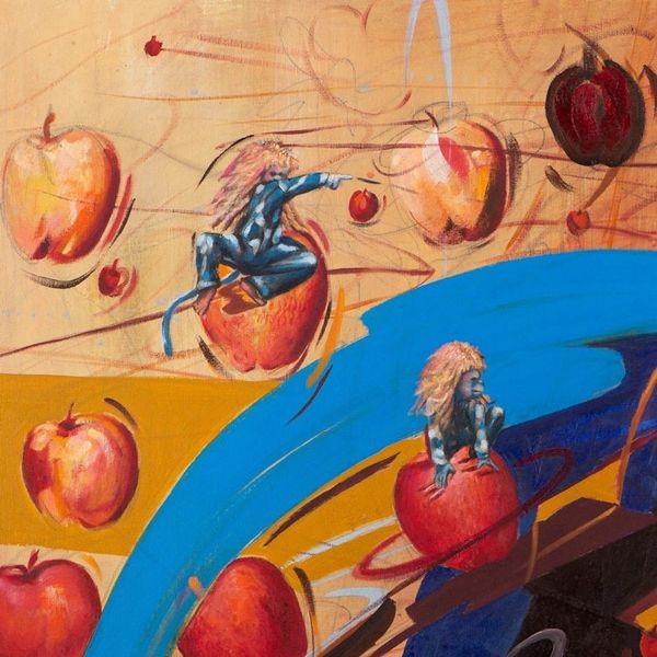 Alternate image for Oil Painting on Canvas with Fruit Motif Dancing Between Apples