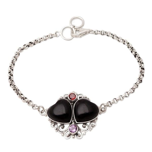 Alternate image for Balinese Amethyst and Garnet Pendant Bracelet Double Date