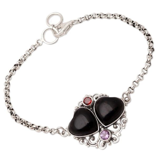 Alternate image for Balinese Amethyst and Garnet Pendant Bracelet Double Date