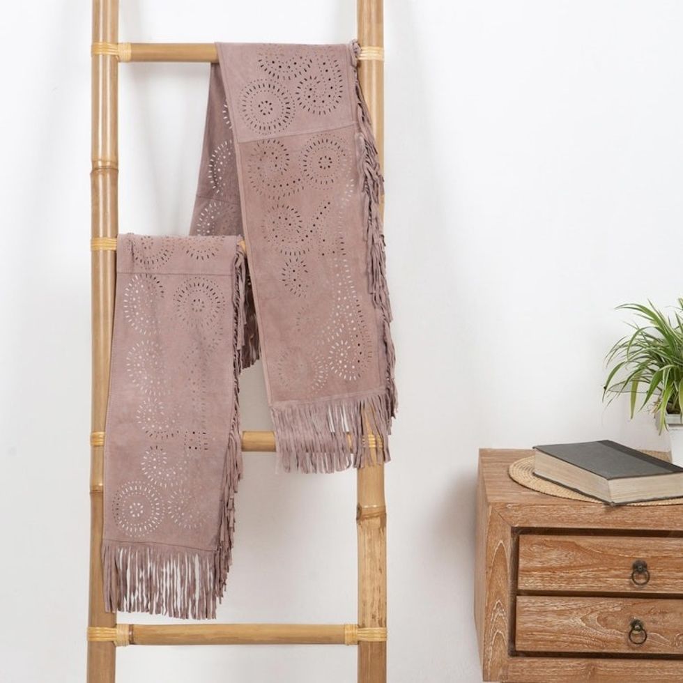Hand Crafted Suede Leather Scarf 'Back to Earth'
