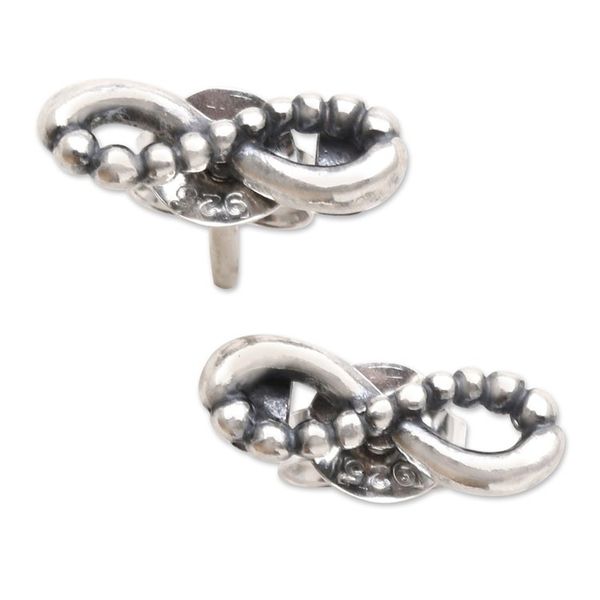 Alternate image for Balinese Sterling Silver Infinity Stud Earrings Infinity of Love