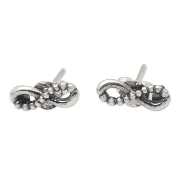 Alternate image for Balinese Sterling Silver Infinity Stud Earrings Infinity of Love