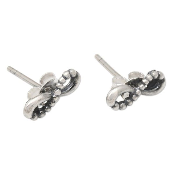 Alternate image for Balinese Sterling Silver Infinity Stud Earrings Infinity of Love