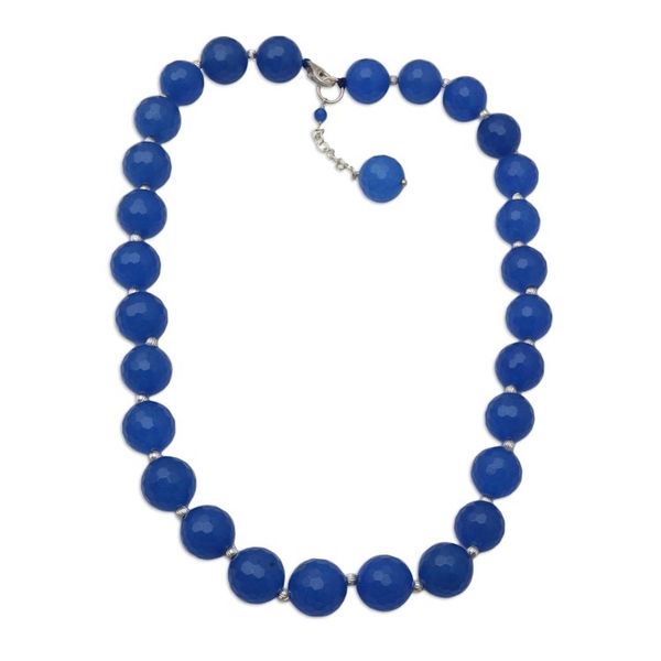 Alternate image for Sterling Silver and Blue Agate Beaded Necklace Evening Cocktail in Blue