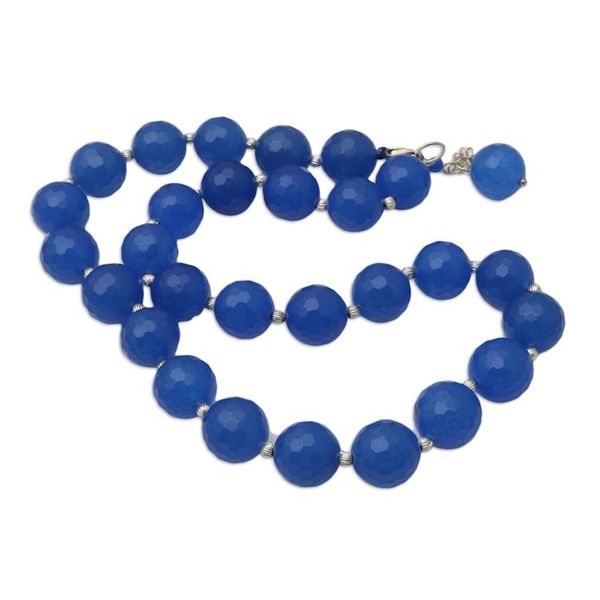 Alternate image for Sterling Silver and Blue Agate Beaded Necklace Evening Cocktail in Blue