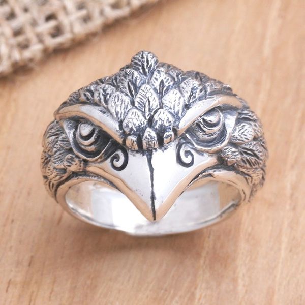 Alternate image for Mens Sterling Silver Eagle Ring Eagle Strike