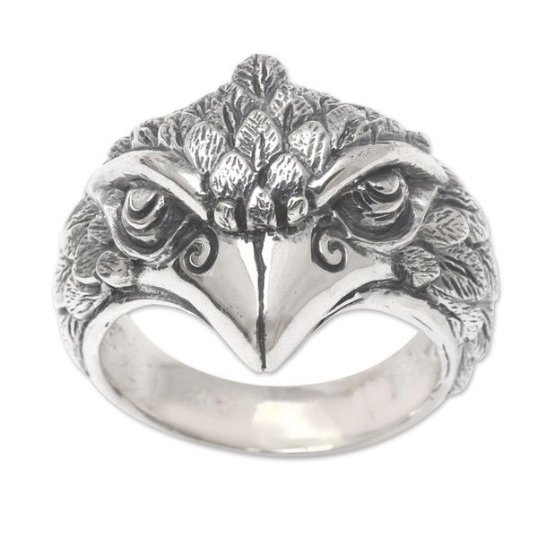 Alternate image for Mens Sterling Silver Eagle Ring Eagle Strike