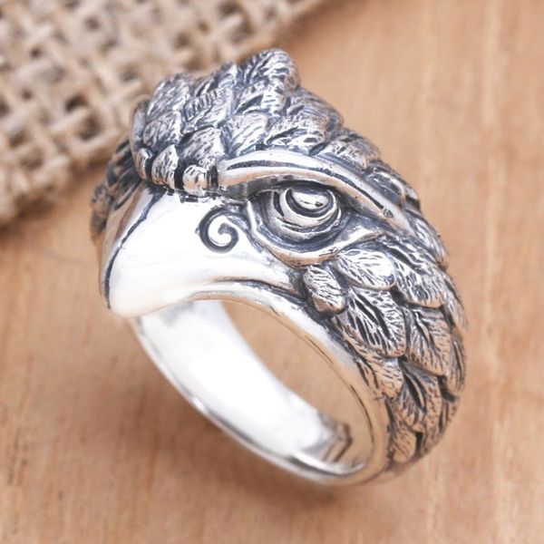 Alternate image for Mens Sterling Silver Eagle Ring Eagle Strike
