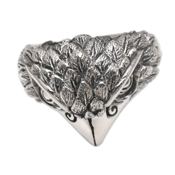 Alternate image for Mens Sterling Silver Eagle Ring Eagle Strike