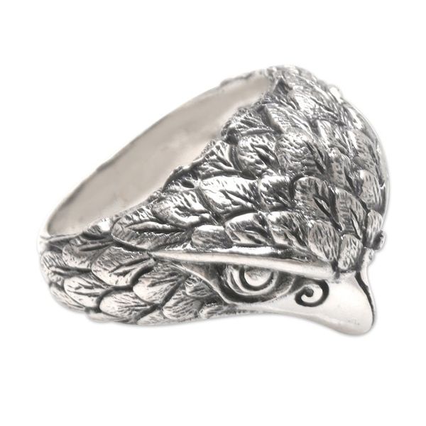 Alternate image for Mens Sterling Silver Eagle Ring Eagle Strike
