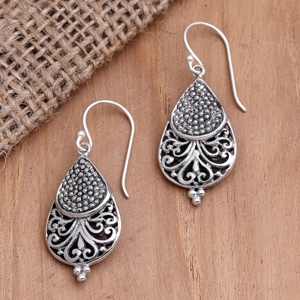 Hand Crafted Sterling Silver Dangle Earrings 'Same Day'