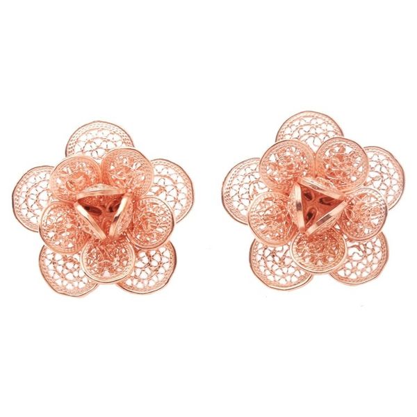 Alternate image for Rose Gold-Plated Floral Button Earrings Delicate Plumeria