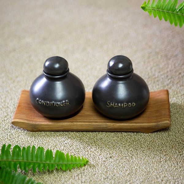Alternate image for Ceramic Bath Accessory Set with Teak Wood Tray 3 Pieces Bath Day