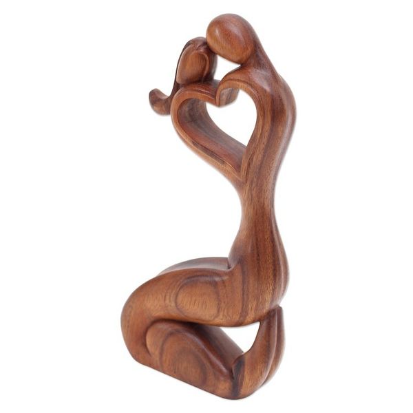Alternate image for Romantic Suar Wood Statuette from Bali Hold Me