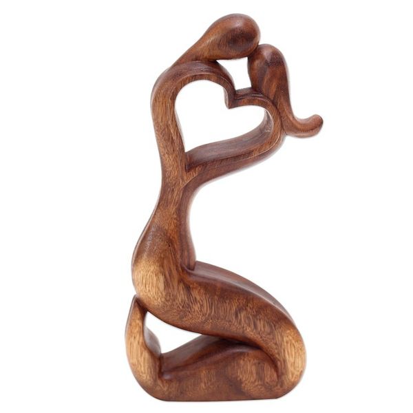 Alternate image for Romantic Suar Wood Statuette from Bali Hold Me