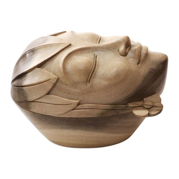 Alternate image for Hand Crafted Hibiscus Wood Decorative Box Shy Woman