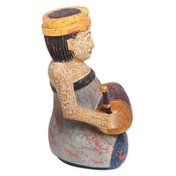 Alternate image for Balinese Albesia Wood Figurine with Music Motif Kendang Beleganjur