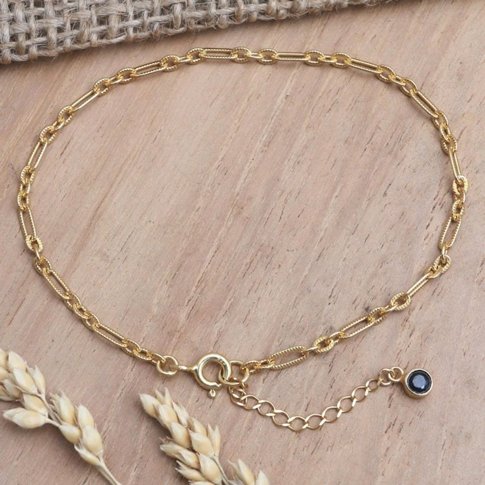 Gold-Plated Cubic Zirconia Rolo Chain Bracelet 'Something Special'