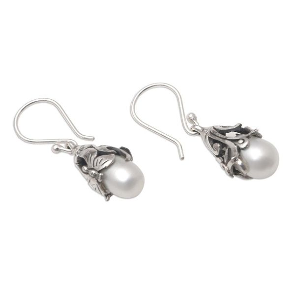 Alternate image for Cultured Freshwater Pearl Dangle Earrings from Bali Butterfly Treasure