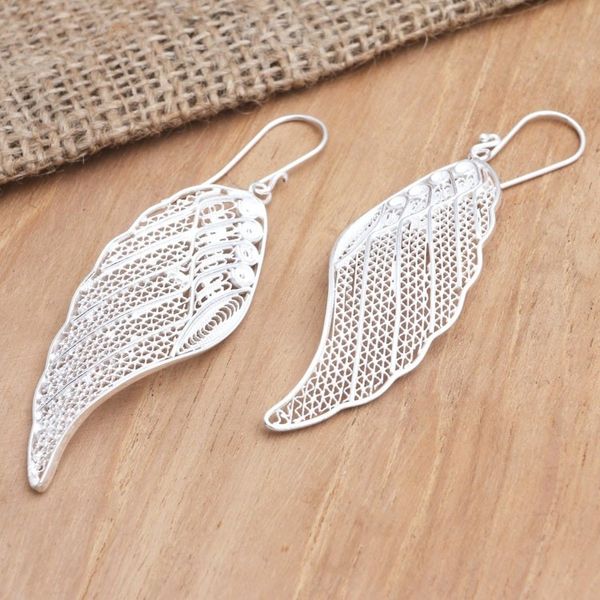 Alternate image for Sterling Silver Filigree Dangle Earrings from Java Wing It