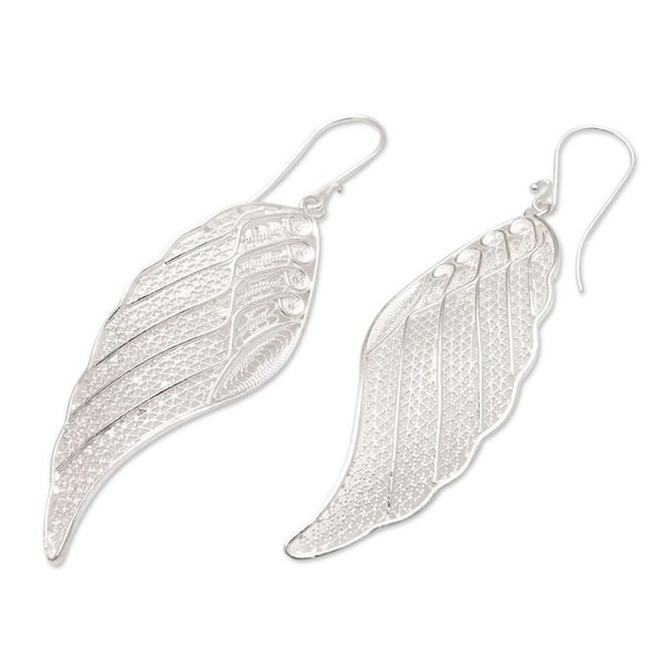 Alternate image for Sterling Silver Filigree Dangle Earrings from Java Wing It