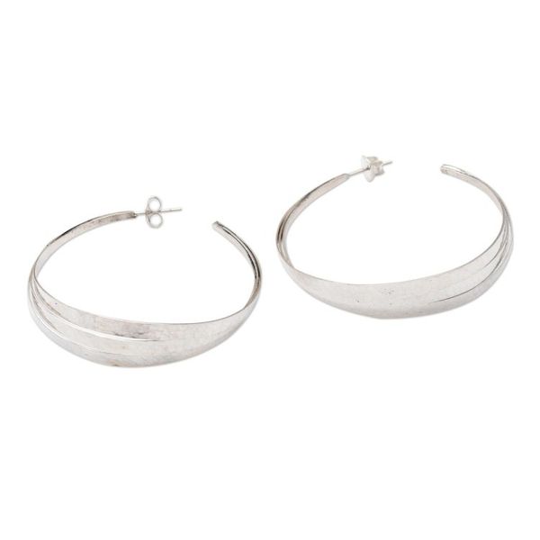 Alternate image for Hand Crafted Sterling Silver Half-Hoop Earrings Every Moment