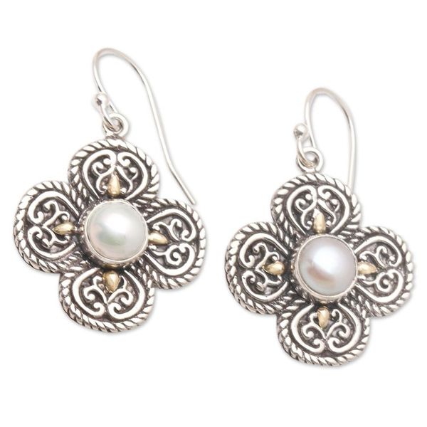 Alternate image for Gold-Accented Cultured Pearl Dangle Earrings Gift Giver