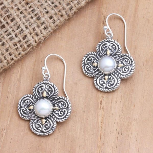 Alternate image for Gold-Accented Cultured Pearl Dangle Earrings Gift Giver