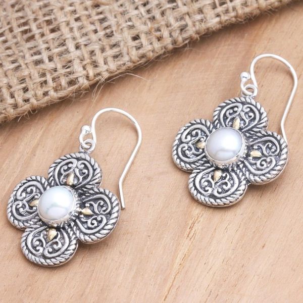 Alternate image for Gold-Accented Cultured Pearl Dangle Earrings Gift Giver