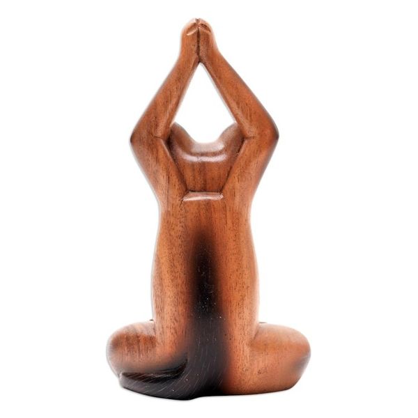 Alternate image for Suar Wood Yoga-Themed Cat Statuette Yoga Asana